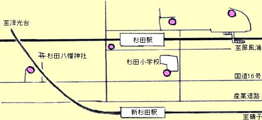 杉田周辺の梅の見どころマップ